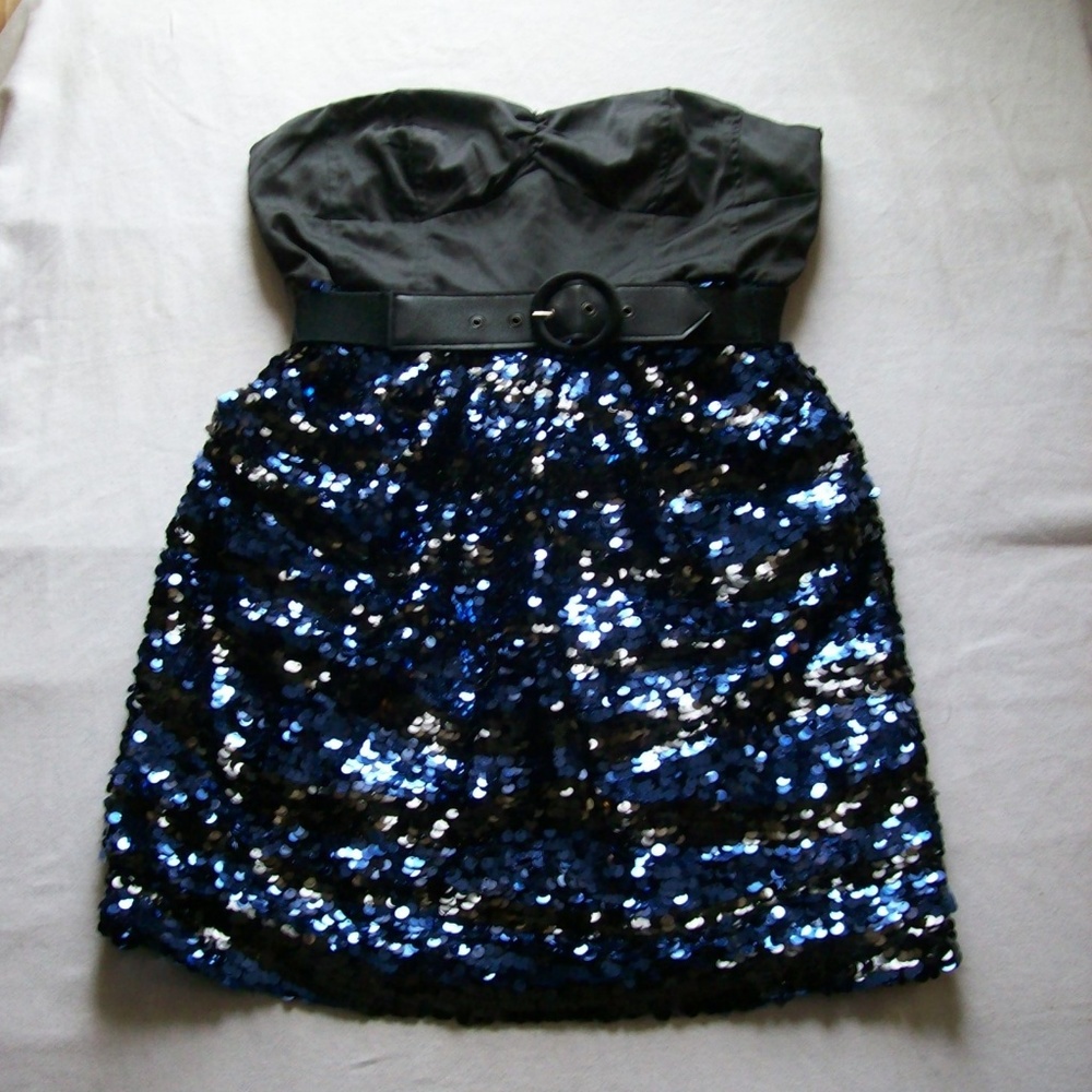 Maddy Paige Strapless Sequined Mini Cocktail Dress